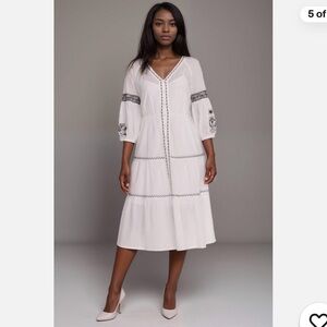 NWT Johnny Was white black embroidered peasant dress